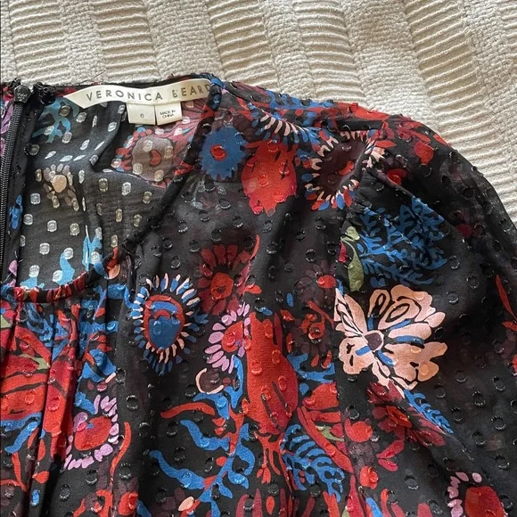 Veronica Beard Raylee Ruched Floral Midi Dress - Picture 9 of 9